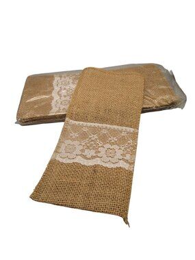 Burlap and Lace Silverware Utensil Pocket Rustic Wedding Farmhouse Style 8 Open